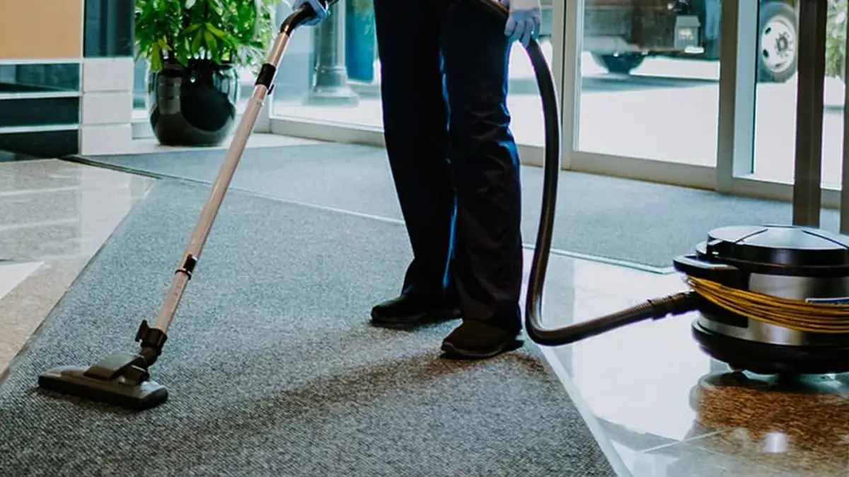 The same entry carpet and lobby floor after cleaning